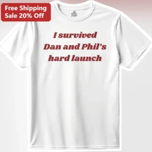 I Survived Dan and Phil's Hard Launch Tee Unofficial Fan Merch Gift available at our Los Angeles warehouse