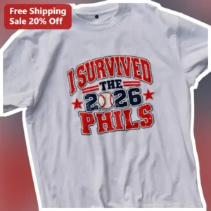 I Survived The Phils Graphic Tee Baseball Fan Gift available at our Los Angeles warehouse