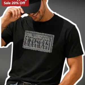 IMP TITI INDAICVS TRIVMPHVS Arch of Titus Menorah Relief Roman History Tee available at our Los Angeles warehouse