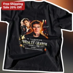 In Memoriam Presley Gerber Model Son of Cindy Crawford Memorial Tribute Tee available at our Los Angeles warehouse