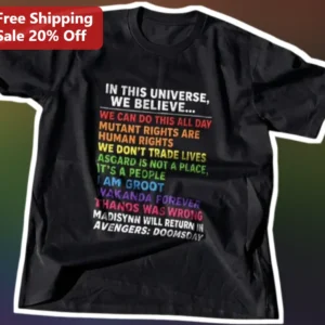 In This Universe We Believe Mutant Rights Are Human Rights Marvel Quotes Graphic Tee available at our Los Angeles warehouse