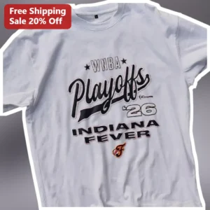 Indiana Fever WNBA Playoffs 2026 Vintage Graphic Tee available at our Los Angeles warehouse