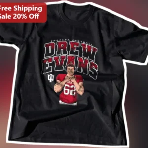 Indiana Football Drew Evans Heart Hands Graphic Tee for Men Women available at our Los Angeles warehouse