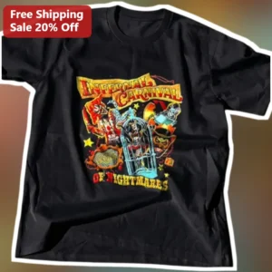 Infernal Carnival of Nightmares Tee Halloween Horror Nights Scary Clown Graphic Shirt available at our Los Angeles warehouse
