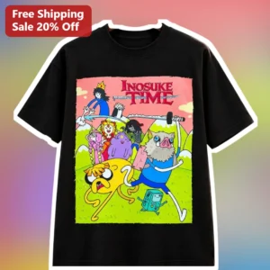 Inosuke Time Tee Demon Slayer Adventure Time Crossover Graphic T-Shirt for Anime Fans available at our Los Angeles warehouse