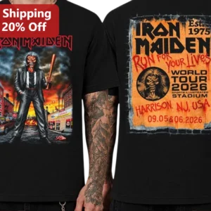 Iron Maiden Run For Your Lives Tee Eddie Vintage Heavy Metal Band Shirt available at our Los Angeles warehouse