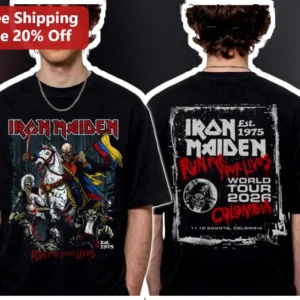Iron Maiden Run For Your Lives Tour Graphic Tee Heavy Metal Band Shirt Eddie Mascot Vintage Rock Mer available at our Los Angeles warehouse