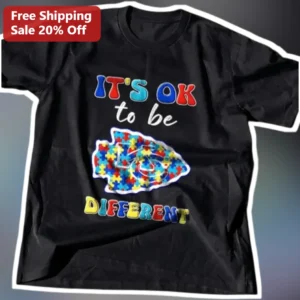 It's OK to be Different Kansas City Chiefs Autism Awareness Tee available at our Los Angeles warehouse