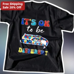 It's OK to be Different Seahawks Autism Awareness Tee NFL Football Neurodiversity Gift available at our Los Angeles warehouse