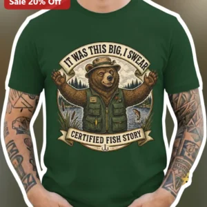 It Was This Big I Swear Certified Fish Story Funny Fishing Tee for Anglers available at our Los Angeles warehouse