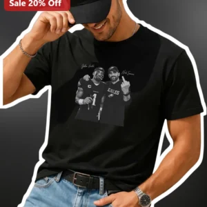 Jalen Hurts Nick Sirianni Tee Philadelphia Eagles QB Coach Graphic Shirt available at our Los Angeles warehouse