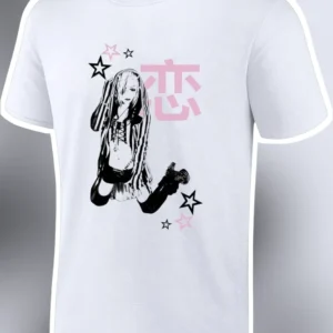 Japanese Love Kanji Manga Girl Tee Anime Ai Koi Symbol Graphic Shirt for Women Men available at our Los Angeles warehouse
