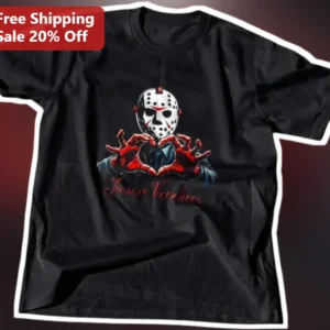 Jason Voorhees Tee Friday The 13th Horror Movie Graphic T-Shirt Funny Slasher Gift available at our Los Angeles warehouse