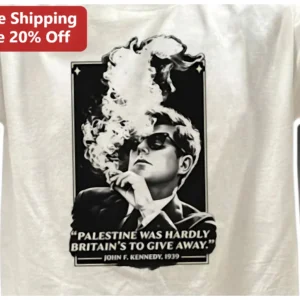 JFK Palestine Quote Tee John F. Kennedy 1939 Letter Graphic Shirt available at our Los Angeles warehouse