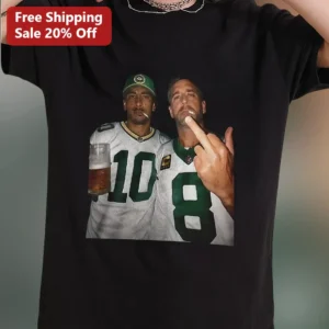Jordan Love Aaron Rodgers Green Bay Packers Quarterback Transition Graphic Tee for NFL Fans available at our Los Angeles warehouse
