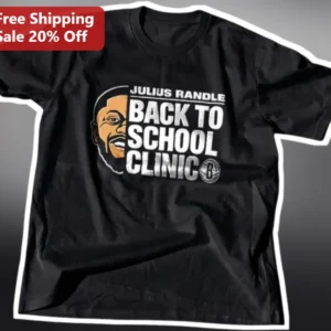 Julius Randle Back to School Clinic Tee Basketball Fan Gift available at our Los Angeles warehouse