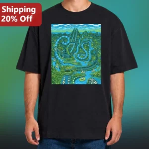 Jungle Water Park Illustration Tee Tropical Rainforest Graphic Shirt Summer Vacation Gift available at our Los Angeles warehouse