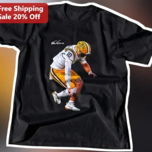Justin Herbert Los Angeles Chargers Watercolor Quarterback Graphic Tee available at our Los Angeles warehouse