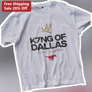 K7NG OF DALLAS Kevin Jennings SMU Football Fan Graphic Tee available at our Los Angeles warehouse