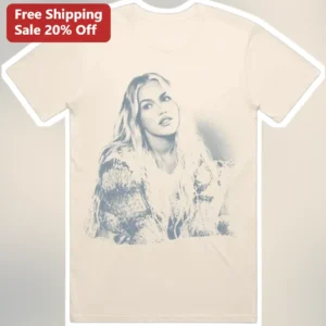 Kaia Gerber Vintage Halftone Portrait Graphic Tee Minimalist Streetwear Celebrity Merch available at our Los Angeles warehouse
