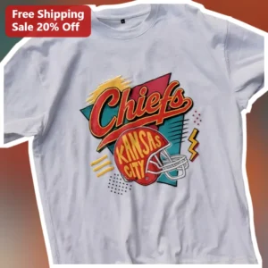 Kansas City Chiefs Vintage Retro Football Helmet Graphic Tee available at our Los Angeles warehouse