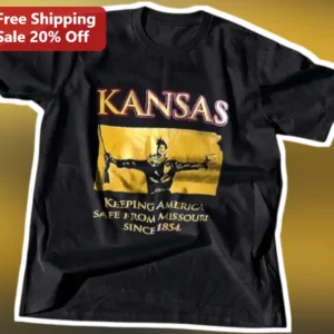 Kansas Keeping America Safe From Missouri Since Iggy Pop Vintage Graphic Tee available at our Los Angeles warehouse