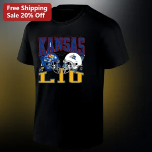 Kansas vs LIU Gameday Showdown Tee, Jayhawks Football Helmet Matchup Shirt, College Game Day Gift fo available at our Los Angeles warehouse