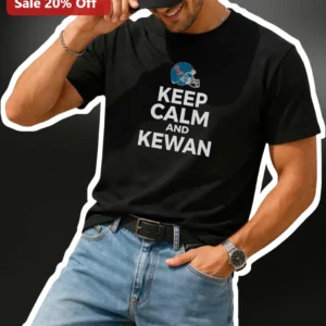 Keep Calm And Custom Name Football Helmet Graphic Tee For Men available at our Los Angeles warehouse