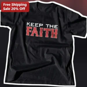 Keep the Faith Vintage Distressed Christian Graphic Tee Unisex Inspirational Cotton Shirt available at our Los Angeles warehouse
