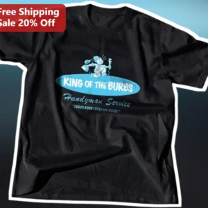 King of the Burbs Handyman Service Tee Retro Suburban Humor Shirt available at our Los Angeles warehouse