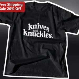 Knives and Knuckles Graphic Tee for Knife Enthusiasts, Distressed Streetwear Gift available at our Los Angeles warehouse