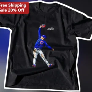 Kris Bryant Chicago Cubs Baseball Player Diving Catch Graphic Tee available at our Los Angeles warehouse