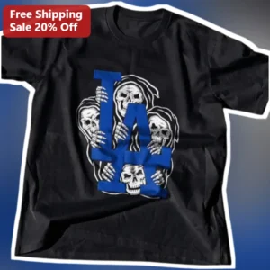LA Tee Los Angeles Gothic Grim Reaper Skull Graphic T-Shirt Streetwear Apparel available at our Los Angeles warehouse