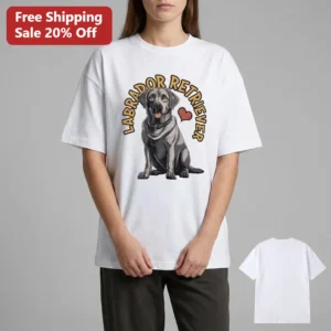 Labrador Retriever Dog Heart Pet Portrait Tee, Retro Black Lab Graphic Shirt Gift for Dog Lovers available at our Los Angeles warehouse