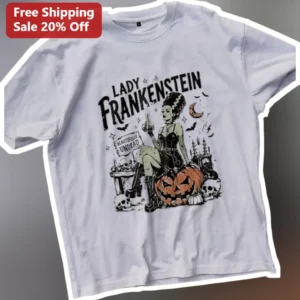Lady Frankenstein Beautifully Undead Graphic Tee Halloween Vintage Horror Shirt available at our Los Angeles warehouse