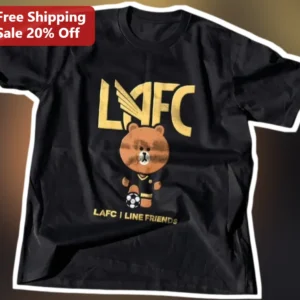 LAFC LINE FRIENDS Ryan Bear Graphic Tee Black Gold MLS Soccer Fan Gear available at our Los Angeles warehouse
