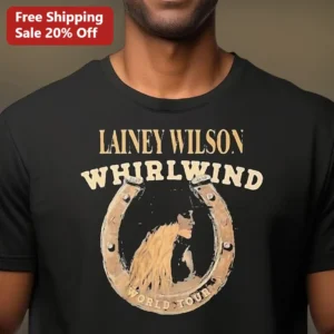 Lainey Wilson Whirlwind World Tour Vintage Graphic Tee Country Music Fan Gift available at our Los Angeles warehouse