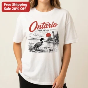Lake Ontario The Great Lakes Nature Scene Tee Vintage Loon Cottage Souvenir Gift available at our Los Angeles warehouse