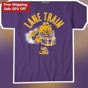 Lane Train LSU Tee Vintage Steam Locomotive Football Helmet Graphic Shirt for College Tigers Fans available at our Los Angeles warehouse