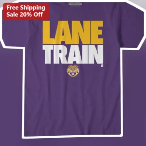 Lane Train Tee LSU Football Fan Apparel Purple Gold Collegiate Style available at our Los Angeles warehouse