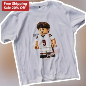 LAUNCH CLUB Joe Burrow Lego Minifigure Signature Graphic Tee for NFL Bengals Fans available at our Los Angeles warehouse