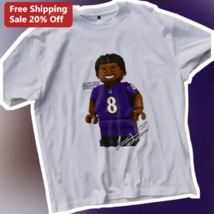LAUNCH CLUB Tee Lamar Jackson Lego Minifigure Baltimore Ravens Football Graphic Shirt available at our Los Angeles warehouse