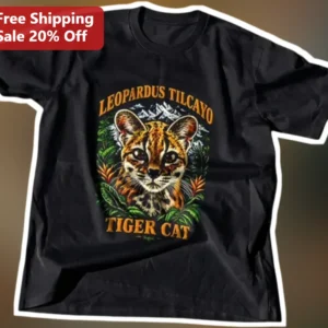 Leopardus Tilcayo Tiger Cat Tee New Wild Species Graphic Shirt for Nature Lovers available at our Los Angeles warehouse