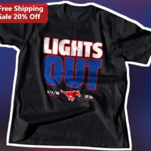Lights Out SMU Mustangs College Football Fan Tee Gift for Men Women available at our Los Angeles warehouse