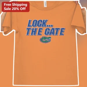 Lock... The Gate Florida Gators Tee College Football Fan Apparel available at our Los Angeles warehouse