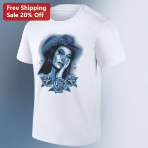 Loneliest Girl Tee Airbrush Cowgirl Clown Western Gothic Graphic Shirt for Women available at our Los Angeles warehouse