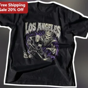Los Angeles Gothic Skeleton Hockey Player Tee Vintage Dark Fantasy LA Sports Apparel available at our Los Angeles warehouse