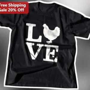 LOVE Chicken Graphic Tee Distressed Farm Style Shirt for Poultry Lovers available at our Los Angeles warehouse