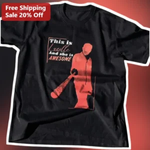 Lucille And She Is Awesome Tee Negan The Walking Dead Graphic Shirt available at our Los Angeles warehouse