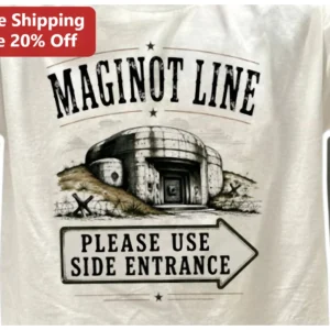 Maginot Line Please Use Side Entrance Vintage WWII History Graphic Tee available at our Los Angeles warehouse